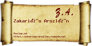 Zakariás Arszlán névjegykártya